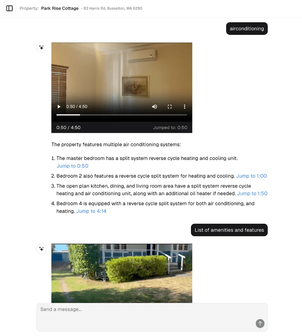 AskJoan / Geographe Holiday Homes product interface